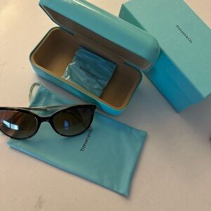 Tiffany & Co. Chic Black Sunglasses with Blue Case